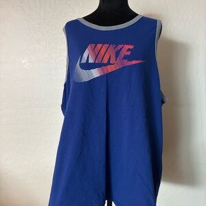 Nike Tank Top XXL Athletic Cut Blue Swoosh Sleeveless Shirt